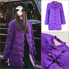 时尚高级风高端新中式设计感对襟扣紫色棉衣棉服外套女冬款 LY538