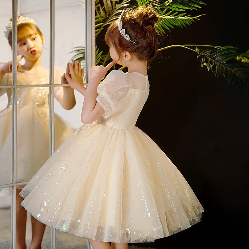 女童公主裙洋气女孩花童婚纱裙主持人钢琴六一演出服儿童高端礼服
