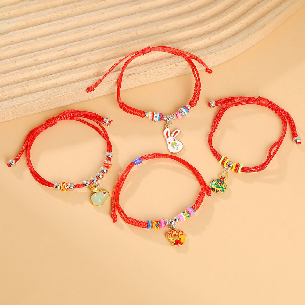 国风红色手绳招财本命年好运手链可调节红绳手饰幸运国潮手绳批发
