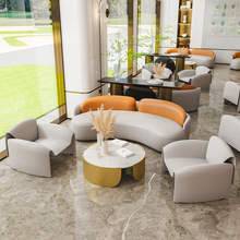 酒店大堂休息区轻奢双人沙发北欧小户型沙发商务洽谈沙发桌椅组合