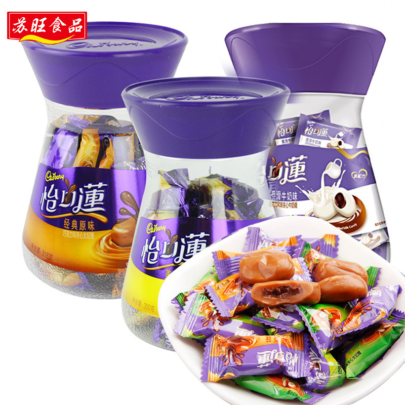 亿滋怡口莲妙卡夹心太妃糖瓶装300g原味巧克力味榛仁味
