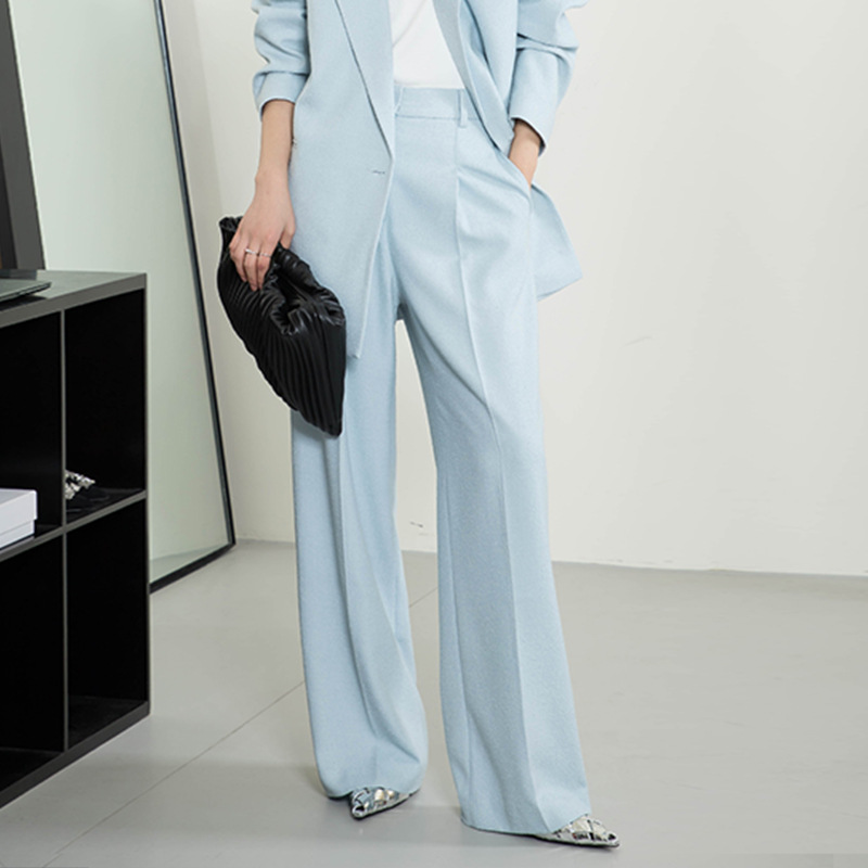 2024春夏季薄款西装长裤女职业女性气质裤子通勤款宽松直筒正装裤