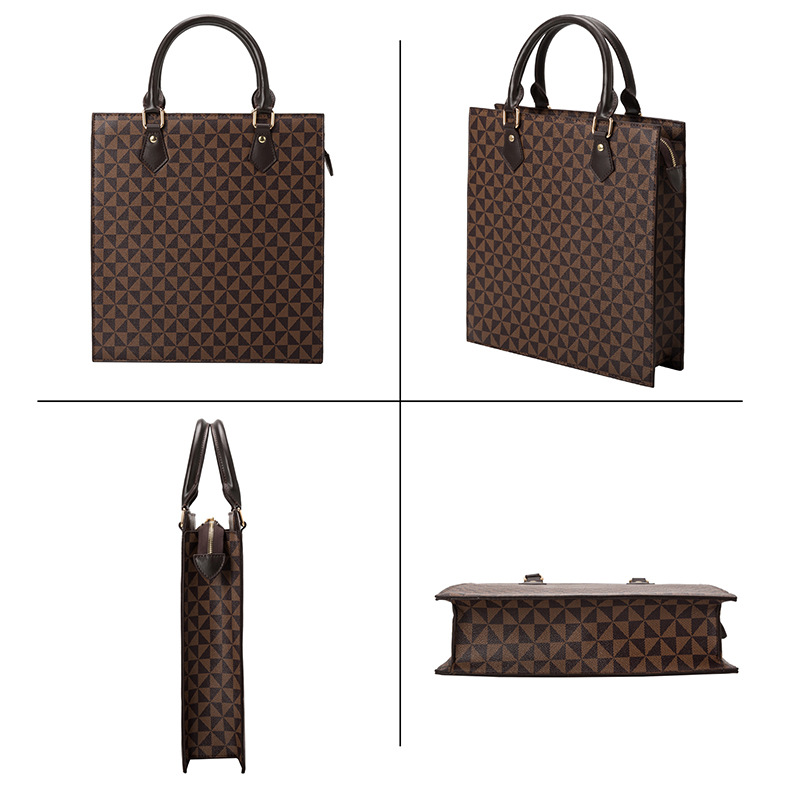 European and American Retro Unisex Vertical Tote Business Casual Printed Hand Bag Fashion All-Match Handbag Batch