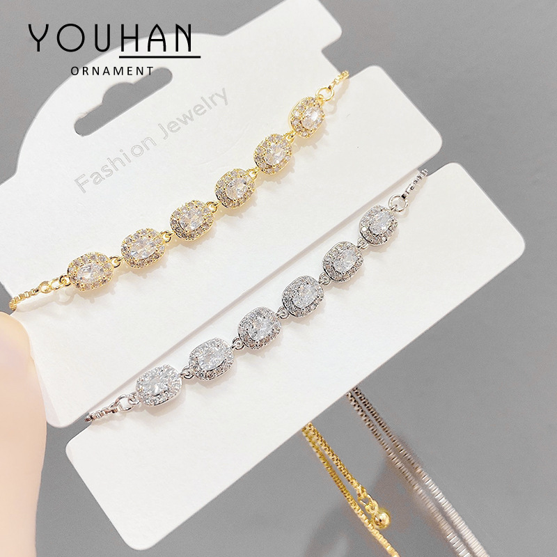 Wish Amazon Hot Sale Micro Inlaid Zircon Pull Bracelet Female Korean-Style Chic and Unique All-Match Adjustable Hand Jewelry