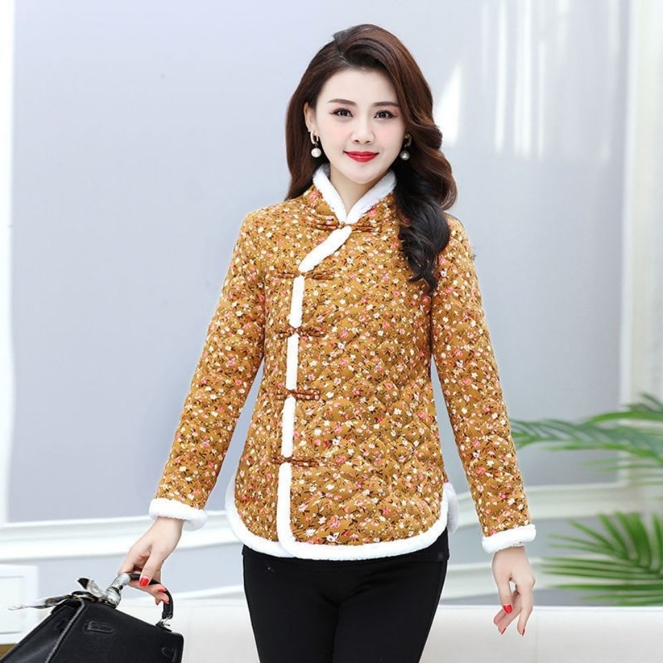 民国国风袄大襟个子绸缎棉袄女士花国风中年小子女东北中国北大妈