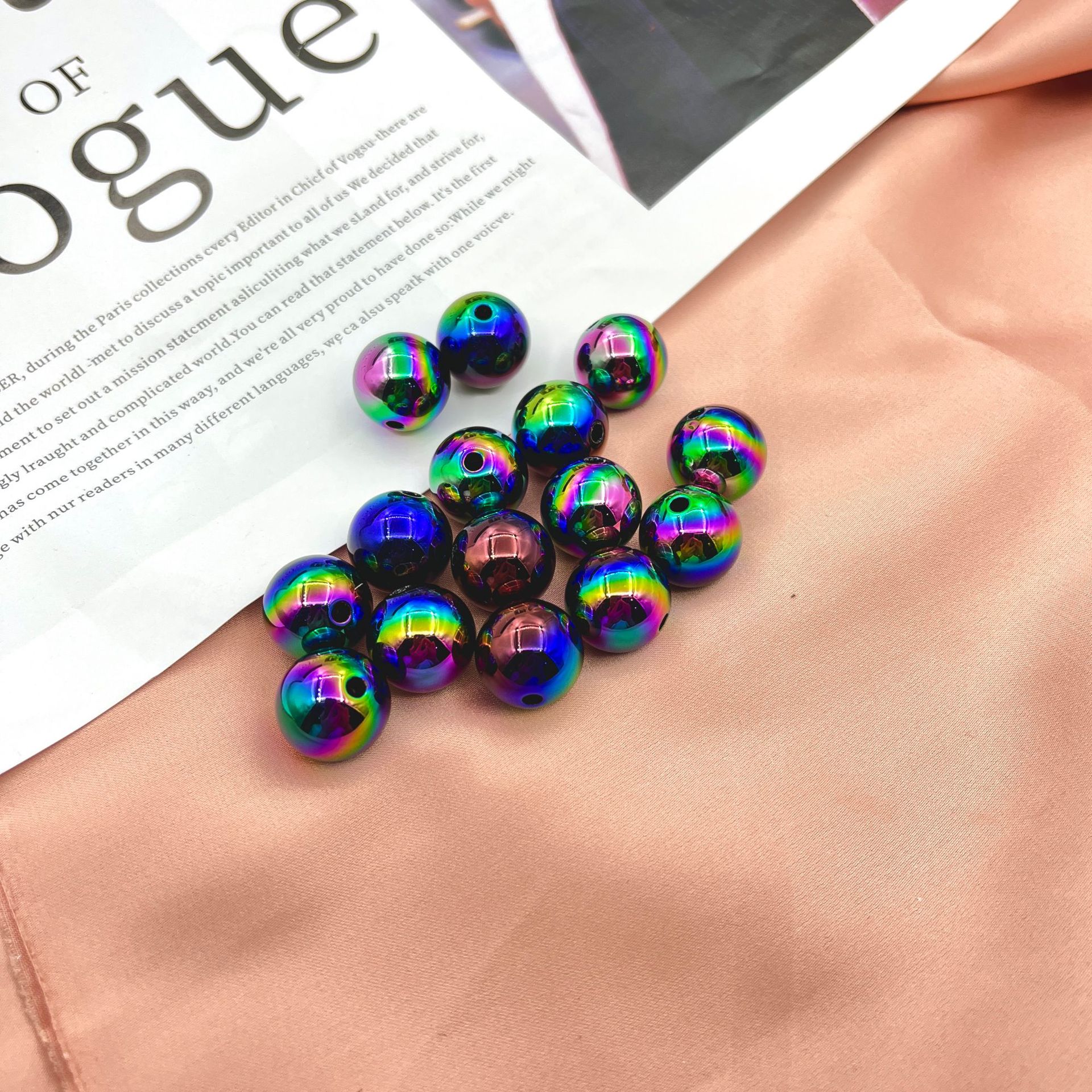 UV Colorful Black Bean round Beads Acrylic UV Colorful Series Electroplated Mobile Phone Charm Necklace Hair Clips Hair Accessories Ornament Accessories