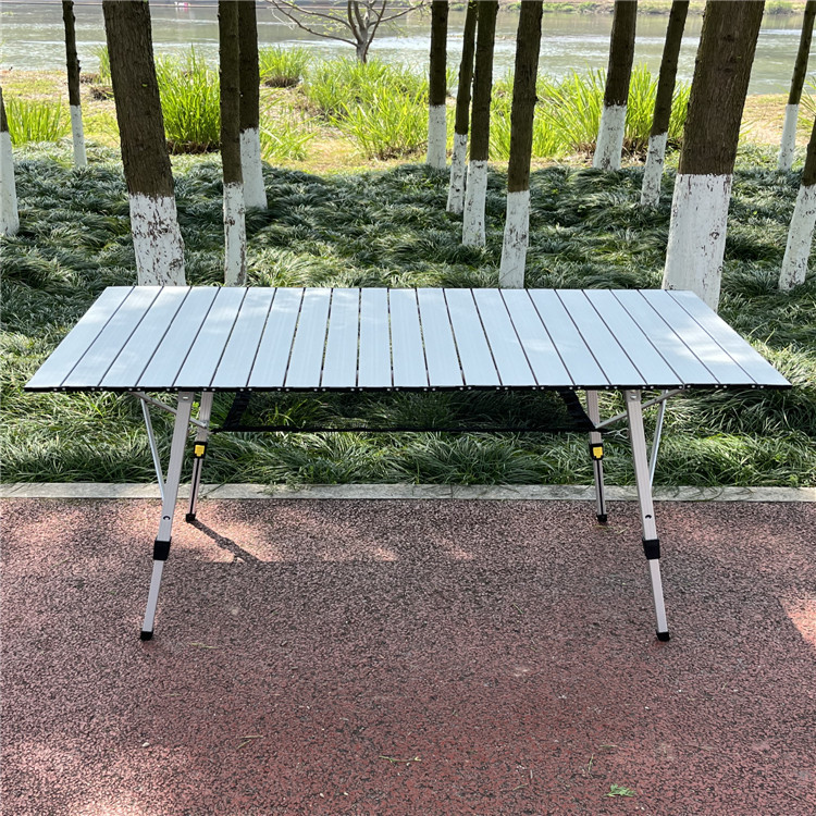户外便携铝合金折叠桌 分腿调节露营蛋卷桌 大尺寸带网袋 野餐桌