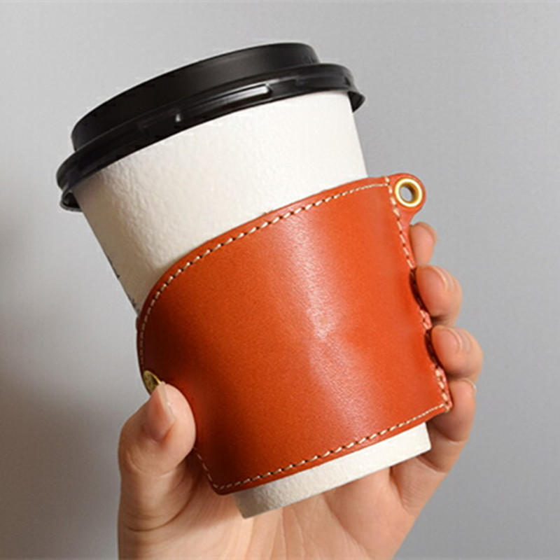 新款便携环保皮革杯套 隔热防烫咖啡马克杯皮套 奶茶隔热杯套
