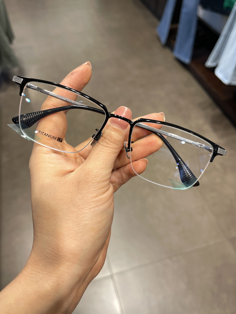 新款眼镜框架新品纯钛大脸型胖脸半框商务简约风近视平光镜-阿里巴巴
