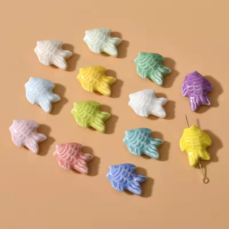 Candy Color Cute Straight Hole Small Fish Ceramic Beads DIY Beaded Bracelet/Necklace Handmade Accessories Factory Direct Sales