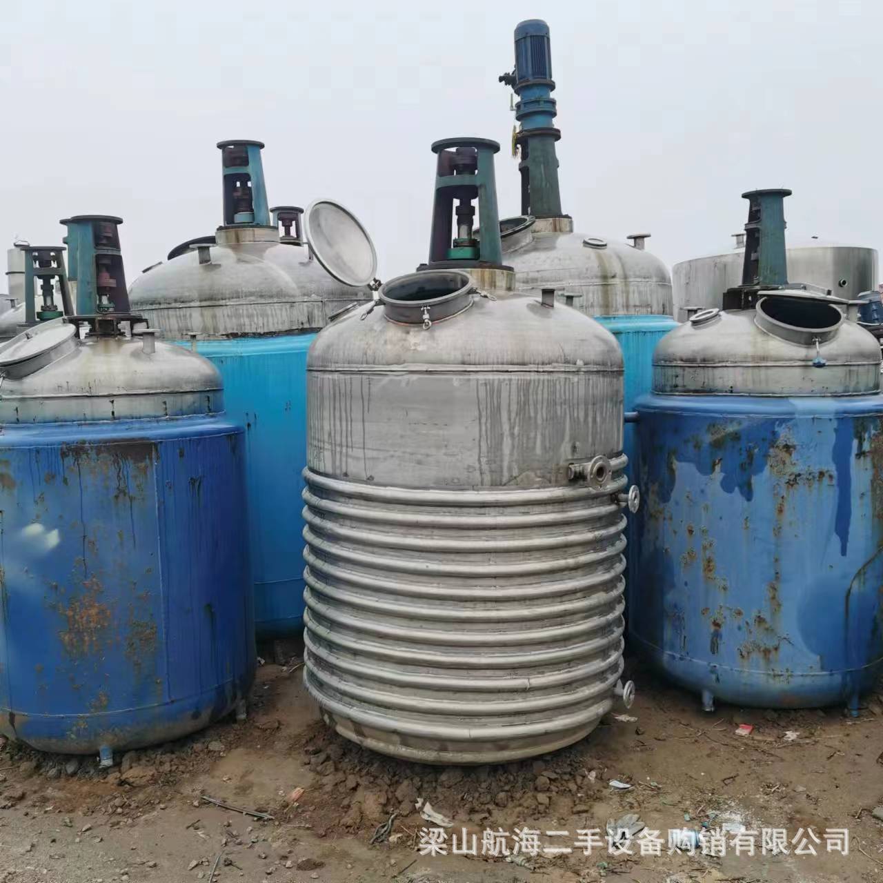航海供应二手不锈钢反应釜 化工搅拌反应罐 电加热反应釜搅拌罐