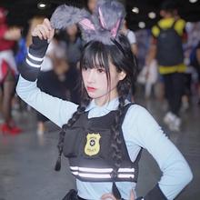 实拍疯狂动物城cos judy朱迪兔子cos拟人服 cosplay服装全套漫展