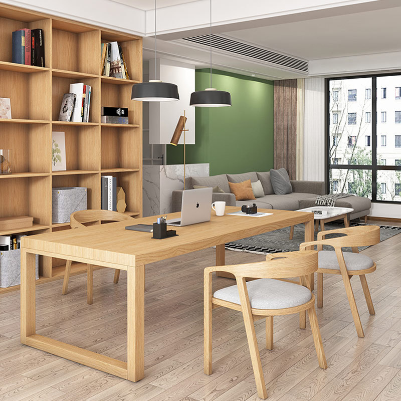 公司大厅休闲洽谈全实木办公桌家用客厅卧室简易电脑桌单人办公桌