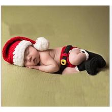 欧美圣诞摄影手工编织衣服圣诞帽子 新生婴儿摄影服 拍照道具