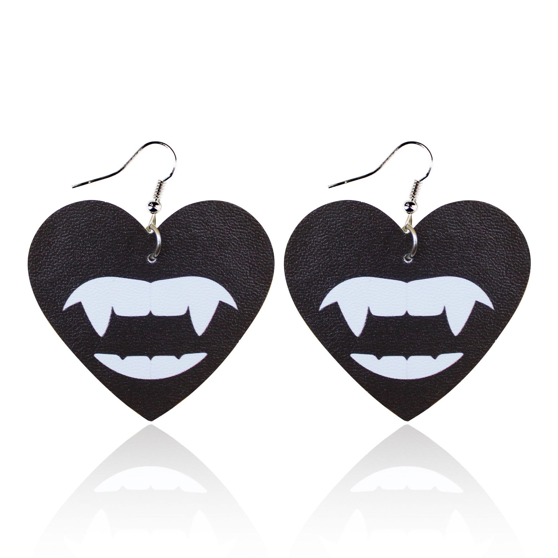 Halloween Love Vampire Lips Teeth Leather Earrings Earrings European and American Festivals Cross-Border Amazon
