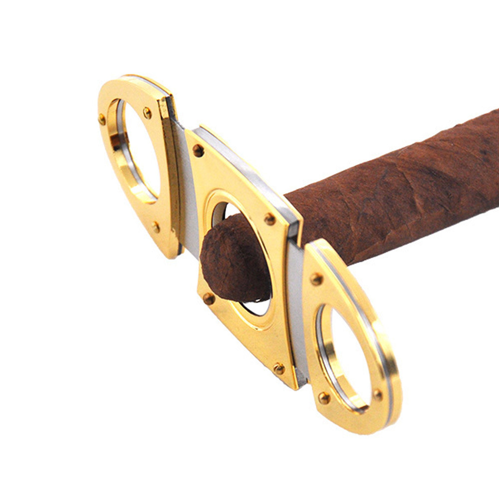 不锈钢双刃雪茄剪便携式雪茄刀电镀金属雪茄剪刀手动雪茄切割器