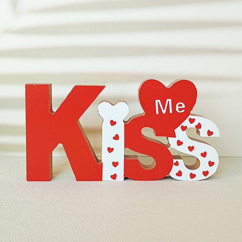 Cross-Border Hot Selling Wooden Valentine's Day Confession Romantic Atmosphere Decoration Density Plate Wooden Letter Crafts Business Card Decoration