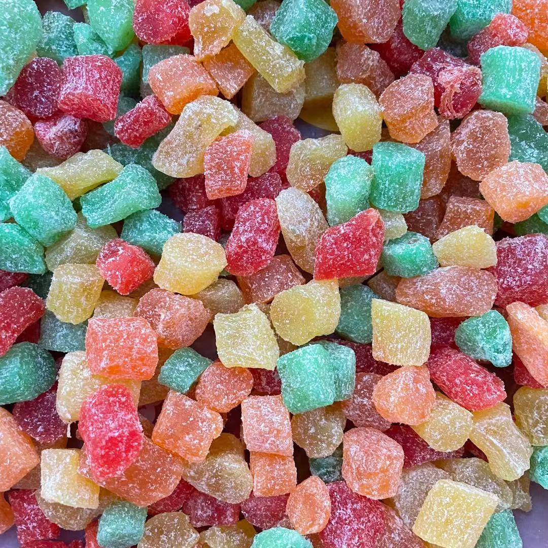 厂家直销彩色菠萝丁凤梨干菠萝粒水果茶燕麦粥原料凉果蜜饯食品