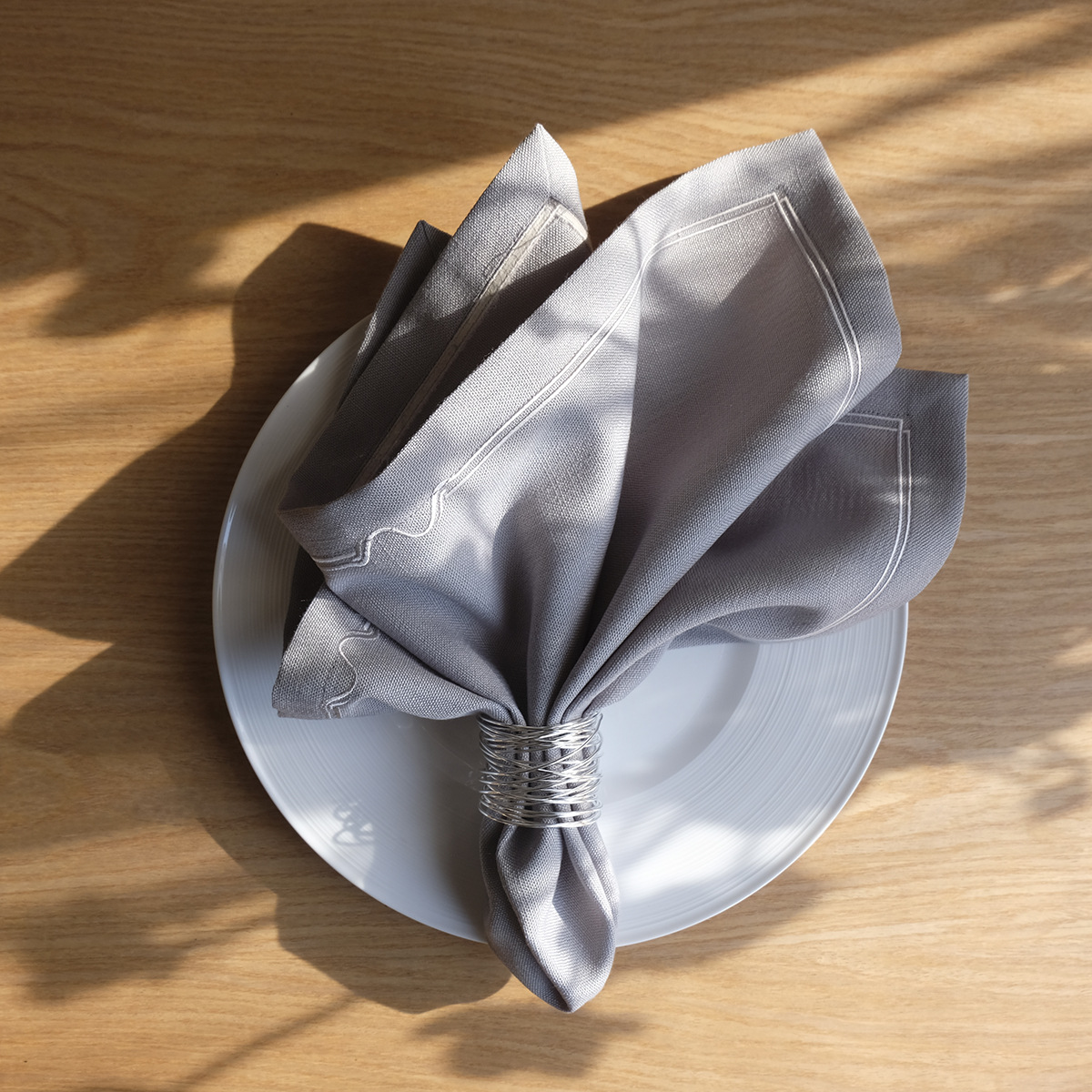 纯色绣花酒店饭店棉麻餐巾布餐厅段框口布白色全棉折花餐巾擦杯布