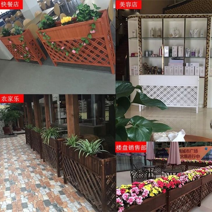 餐厅酒店隔断花架室内围栏门店装饰木栅栏饭店卡座隔离防腐木花槽