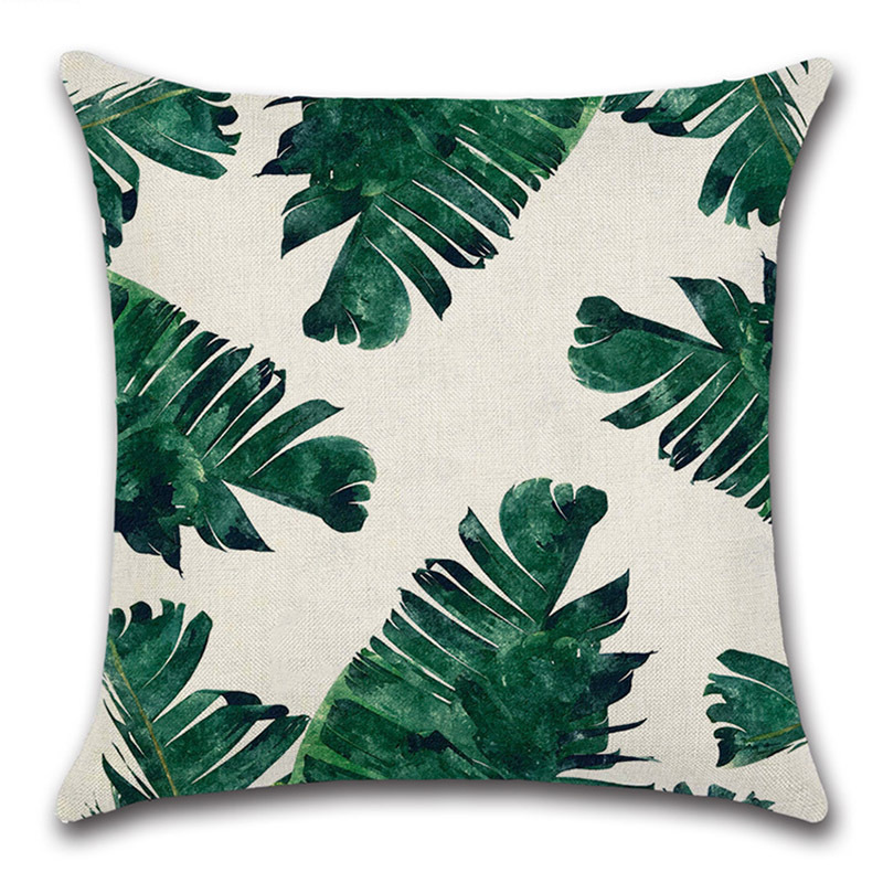 Amazon Tropical Plant Flower Decoration Pillow Cover Home Sofa Pillowcase Japanese Banana Leaf Cushion Car Cushion