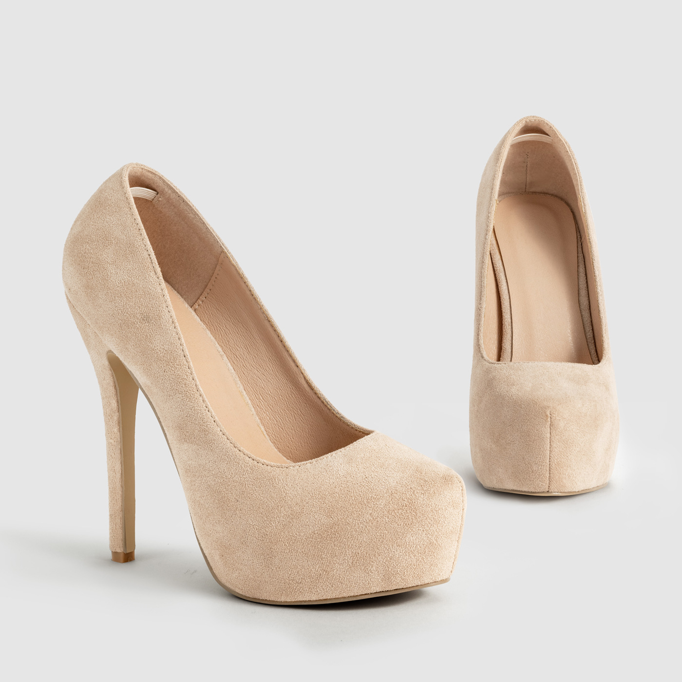 2023春夏新款时尚欧美性感夜店细高跟鞋绒面超高防水台浅口单鞋女