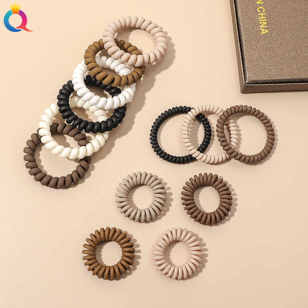 Korean Style High Elastic New Coffee Color Frosted Phone Line Hair Ring Simple All-Match Hair Rope Hairware