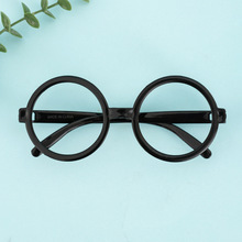 万圣节黑色圆框哈利波特眼镜 无镜片派对眼镜框舞台表演道具用品