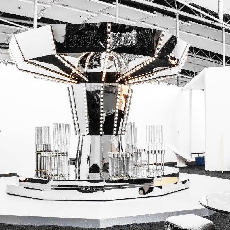 2021广州当代中国家具设计展案例源头定制工厂镜面不锈钢旋转展台