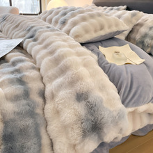 冬天床上用品牛奶绒四件套双面绒珊瑚兔毛绒加厚被套床单冬季南通