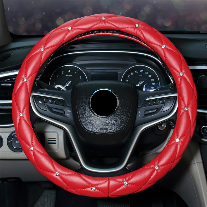 New Steering Wheel Cover Car Steering Wheel Cover Women's Diamond Car Interior Decoration Supplies Fashion Handle Cover