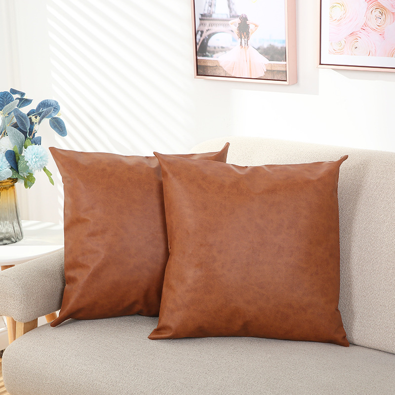 夏季新款pu皮质枕套现代居家沙发抱枕套简约pu皮车载靠垫套批发