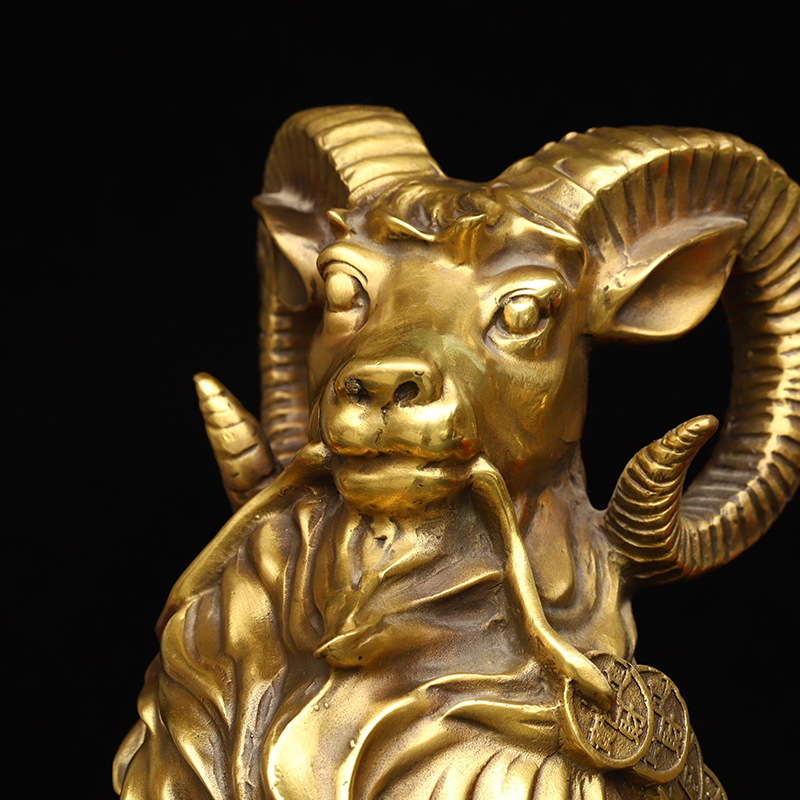 铜羊摆件纯铜生肖羊名扬富贵领头羊金钱羊大号家居办公室桌装饰品