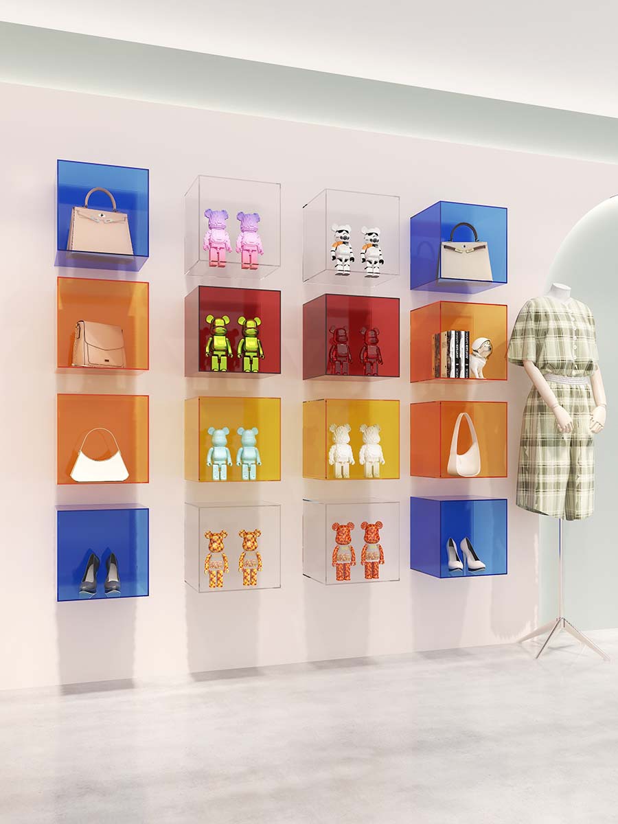 鞋店亚克力展示架鞋托包包陈列架子上墙置物架装饰品摆件服装道具