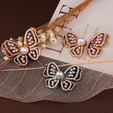 汉服子母扣珍珠水钻蝴蝶扣子明制旗袍国风金属盘扣中式礼服装饰扣