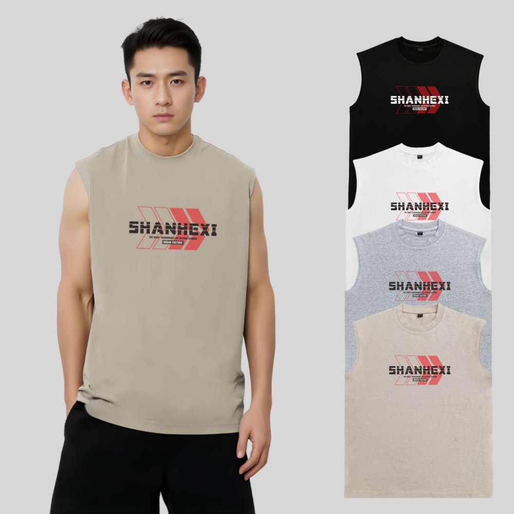 新款2024港风ins无袖字母t恤男宽松篮球背心潮牌夏季运动坎肩体恤
