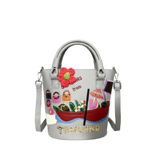 2022 New Fashion Portable Shoulder Messenger Bag Women Bucket Bag European and American Fashion Cool Embroidery All-Match Flowers