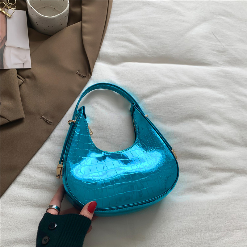 Fresh Fashion Net Red Bright Surface Handbag 2023 Autumn and Winter New Simple Pure Color Trendy Shoulder Underarm Bag