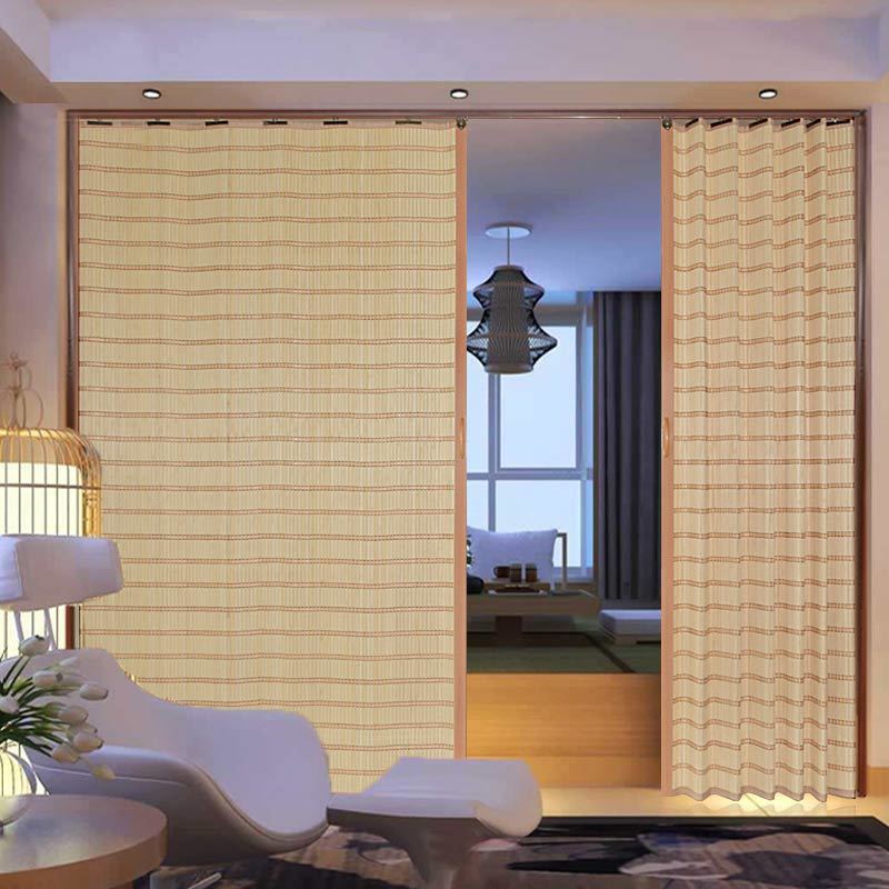 竹帘推拉门门帘折叠移门商场防盗门帘阳台遮光客厅饭店隔断亚马逊