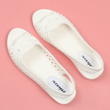 白色鱼嘴塑料凉鞋女2024新款夏季防滑平底透气防水软底护士工作鞋