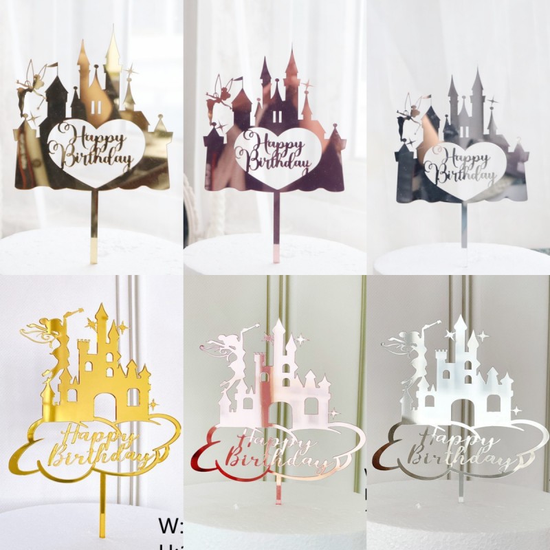 Cross-Border New Product Baking Cake Topper Happy Birthday Wizard Castle Acrylic Cake Insertion Cake Decoration