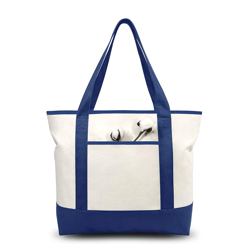 全棉12安帆布手提到底拼接单肩手提袋可印logo沙滩包