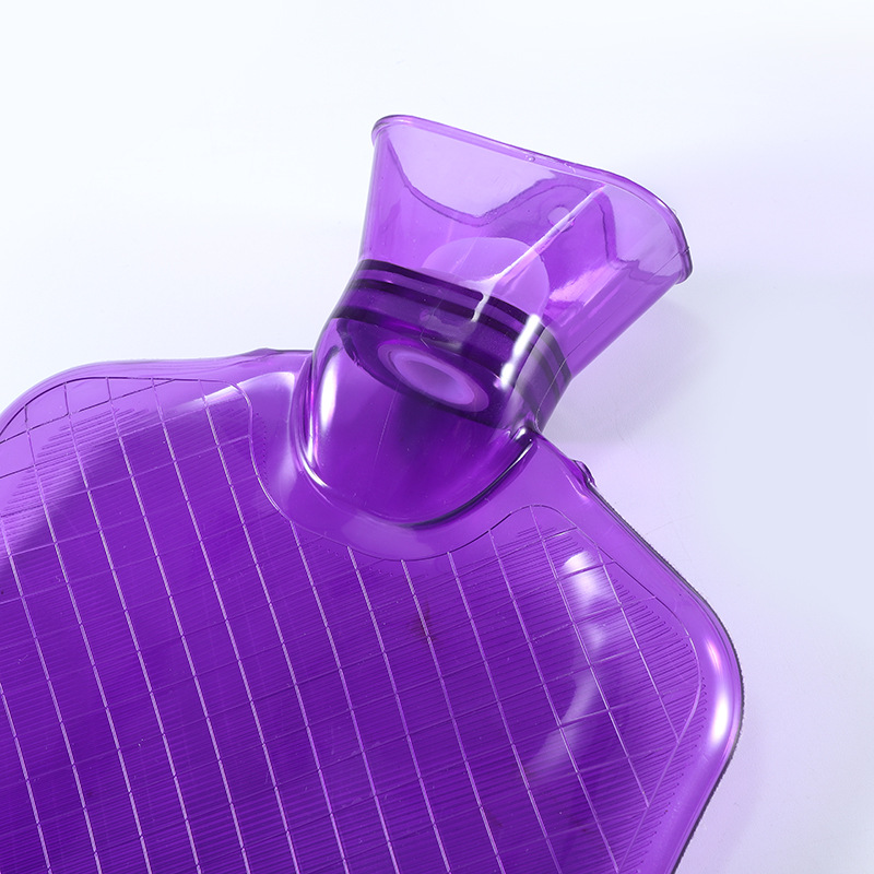 In Stock Wholesale High Density PVC 2000ml Hand Warmer Large Water Injection Hot Water Bottle Violet Hot Water Bag