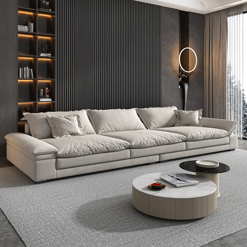 意式极简沙发现代简约北欧小户型科技布直排四人位乳胶沙发客厅