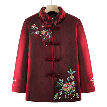 喜奶奶婚宴装唐装棉衣加厚中老年人冬装女棉袄婆婆妈妈参加婚礼服