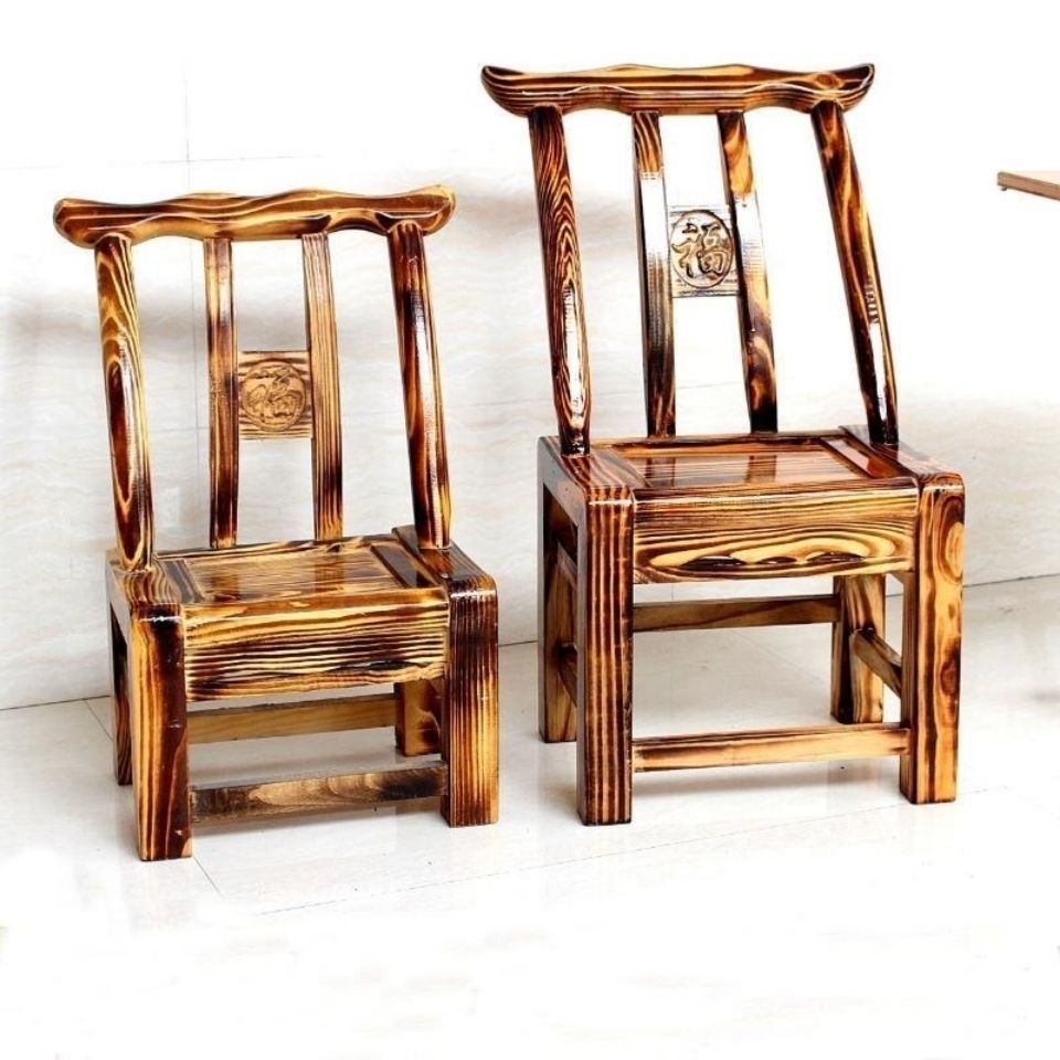 松木椅老式实木靠背椅农村家用喂奶椅木质椅儿童凳农家乐碳化椅子