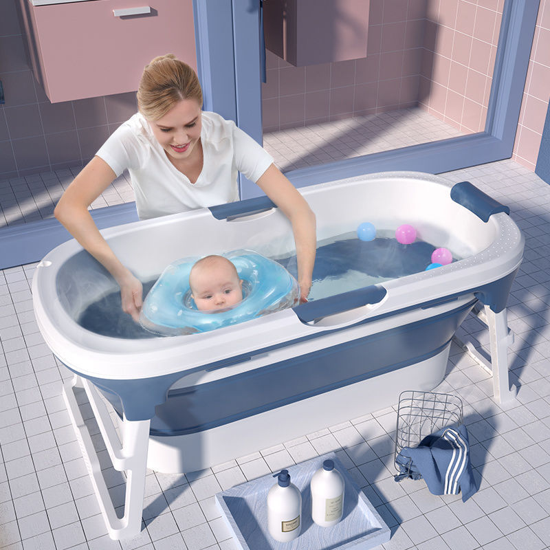 婴儿折叠浴盆洗澡盆宝宝儿童洗澡桶浴桶大号坐躺泡澡桶可游泳家用