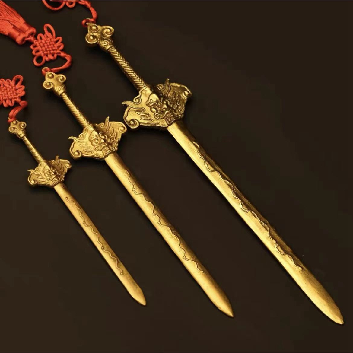 黄铜七星剑摆件七星宝剑全铜家居装店铺饰挂件小纯铜剑中式工艺品