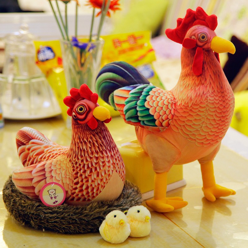 3d仿真大公鸡毛绒玩具公仔玩偶鸡年吉祥物布娃娃新年圣诞节礼物