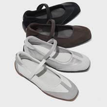 夏季新款银色小方头小众设计韩国浅口玛丽珍单鞋女舒适休闲平底鞋